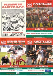 PLYMOUTH ALBION RUGBY CLUB, DEVON, ENGLAND PROGRAMMES 1982 - 2004 ENGLISH TEAMS - Picture 1 of 21