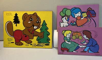 BEAVER  CINDERELLA MARY/LAMB Connor Tou Wooden Tray Puzzles Set 3 - Image 1 of 4