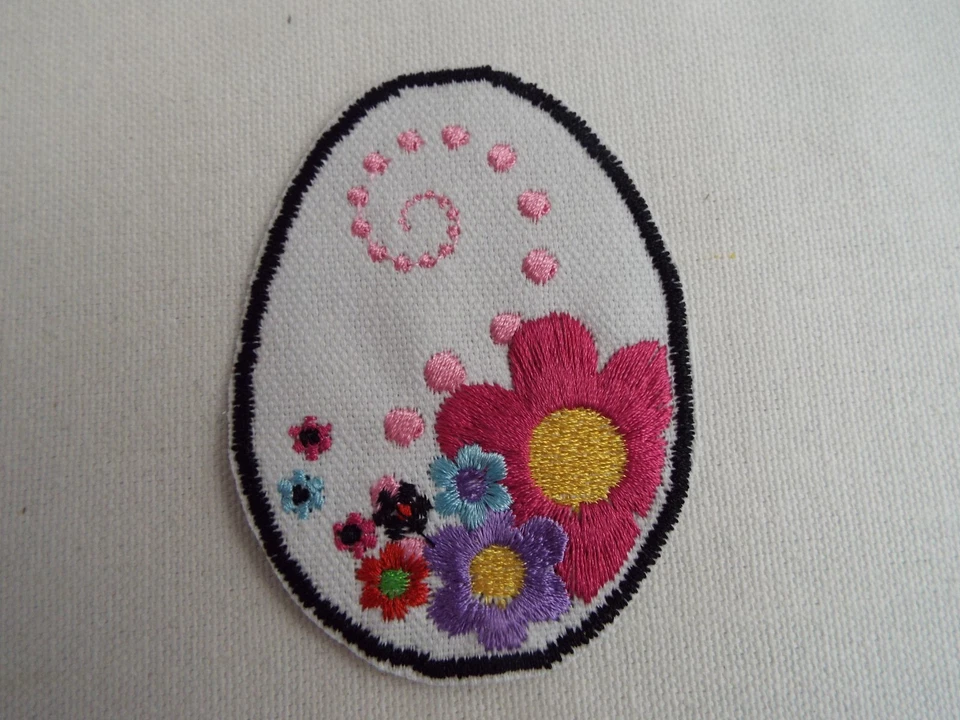 Flower Easter Egg 3-1/4" Embroidery Iron-on Patch (E26) - Image 1 of 1