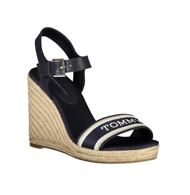 Tommy Hilfiger Sandalias Cuña Piel Azul Marino Talla 37 - Imagen 1 de 4