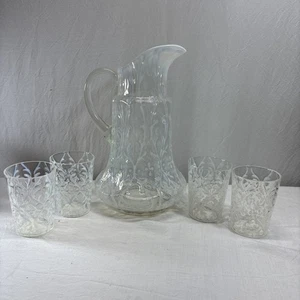 Vintage Northwood Glas Krug & Gläser weiß opalisierend - Bild 1 von 15