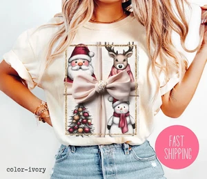 Camiseta Gráfica Lazo Navidad Camisa Vacaciones Regalo Navidad Papá Noel, Muñeco de Nieve Unisex - Imagen 1 de 6