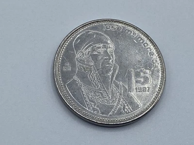 Moeda do México 1987 $1 peso KM#496 aço inoxidável circulada - Imagem 1 de 4