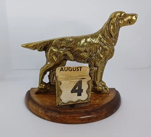 Vtg 'The Daily Set' Brass Perpetual Calendar Irish Setter 1956 Desk Accessory  - Picture 1 of 6
