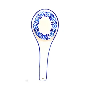 White Spoon Rest - Hand Painted Ceramic Talavera Kitchen Utensil Holder for C... - Bild 1 von 9