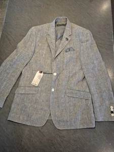 Raging Bull Linen Check Blazer, Stone Size M BNWT - Picture 1 of 7