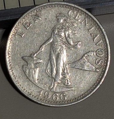 1966 Philippines 10 Centavos Circulated KM# 188 - Image 1 of 3
