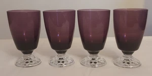 L1 AMERICAN LADY Fostoria Glass AMETHYST Classic Purple Set 4 ICED TEA TUMBLERS - Picture 1 of 3