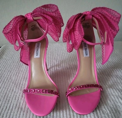 Steve Madden Benni-R Rhinestone Embellished Bow Back Dress Sandals Sz 9 (NWOB) - Image 1 of 4