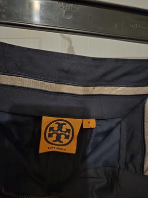 Pantalones Tory Burch para mujer 6 negros de pierna recta de algodón pantalones formales trabajo carrera Foto 1 de 4