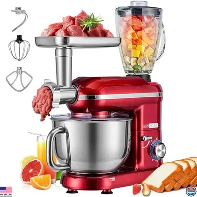 3 in 1 Stand Mixer 6 Quart Stainless Steel Bowl 650W Meat Grinder Juice Blender - Image 1 of 4