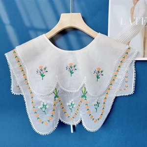 Floral Embroidery Doll Lapel Shawl Wave Edge False Collar Hanfu Shoulder Warp - Picture 1 of 21