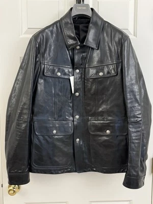 ABRIGO DE CUERO BRILLANTE TOM FORD SARTORIAL PARA HOMBRE, Negro, Talla 52IT / 42R EE. UU., NUEVO CON ETIQUETAS Foto 1 de 4