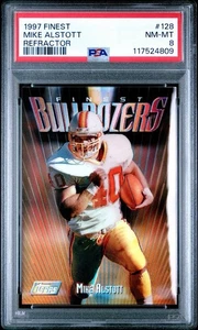 1997 TOPPS FINEST SILVER  REFRACTOR - MIKE ALSTOTT #128 PSA 8 Mint Rare - Picture 1 of 2