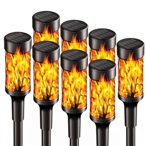 8 Pack Solar Outdoor Lights, Extra-Bright Solar Torch Lights with Dancing Fli... - Picture 1 of 7