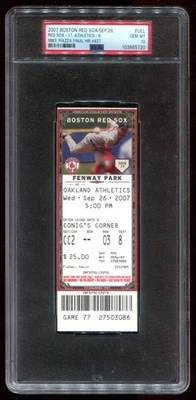 Билет на 26 сентября 2007 Red Sox Athletics PSA 10 Gem как новый Mike Piazza Final Homer - Изображение 1 из 2