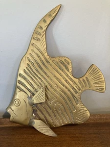 Casa de playa retro colgante de pared Art Deco pez ángel latón macizo vintage casa de campo - Imagen 1 de 8