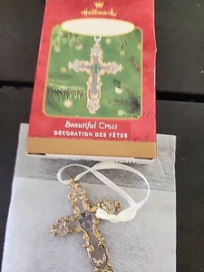 2001 HALLMARK ORNAMENT Beautiful Cross  PEWTER NIB Silver Gold - Picture 1 of 4