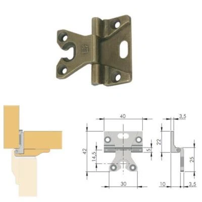 BRICOSHOPPING Cerniera Lf Per Mobili Antichi Armadi Cerniere Lf Collo Alto Bronzo H10 40x42