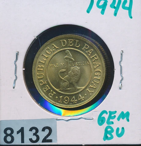 PARAGUAY -50 CENTAVOS - 1944 LION - GEM BU #8132 - PREMIUM Cover