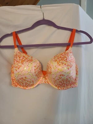 Victoria's Secret 36DD Lightly Lined Demi Bra Sequins Orange Yellow White  - Image 1 of 4