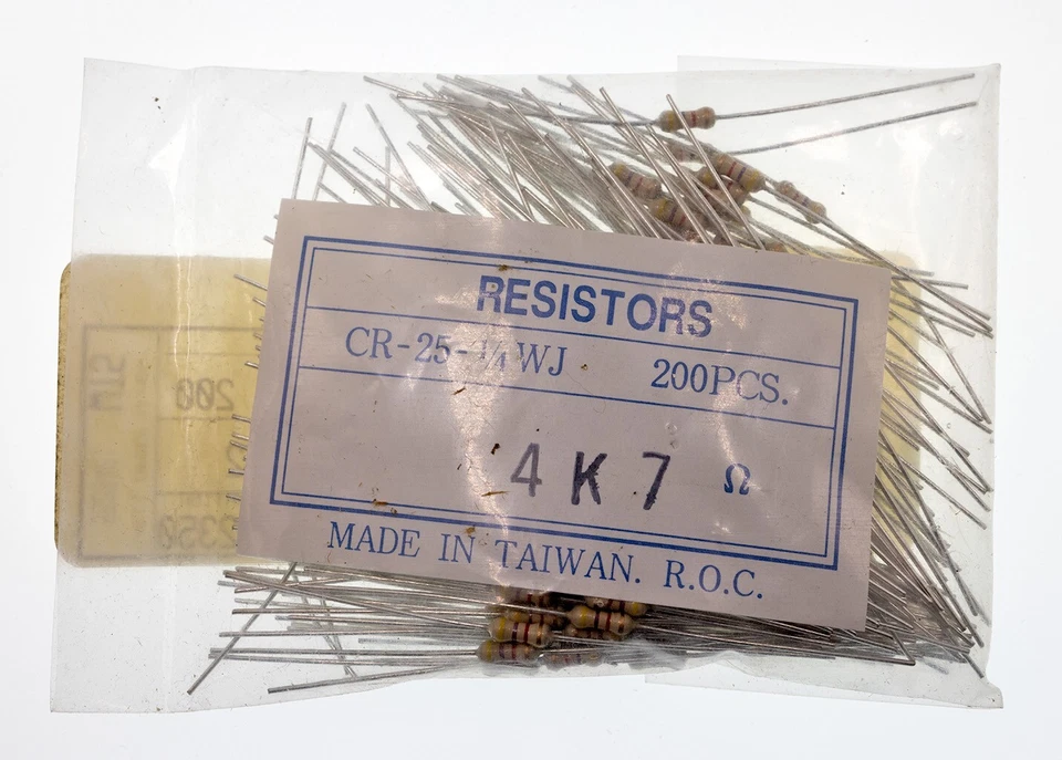 ~190 Pcs 1/4W (0.25 Watts) 4.7K Ohm ±5% Carbon Film Resistor, 4.7KQBK-ND - Image 1 of 1