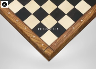 21" Solid Ebony & Maple Wood Chess board-55 mm square-Matt Finish-With Notations - Image 1 of 4
