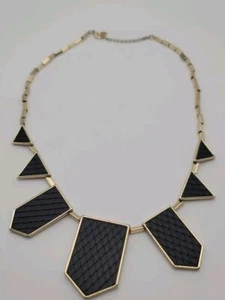 House Of Harlow Exotic Station Necklace Black Gold-Tone  - Picture 1 of 8