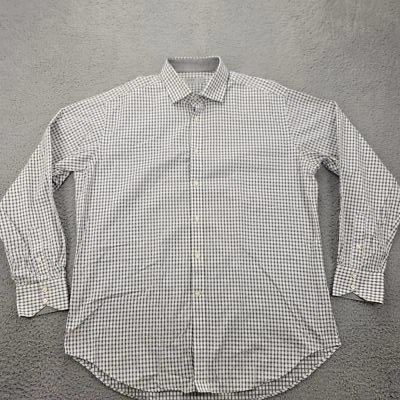 Camisa masculina Jack Stone XL branca cinza com botões manga longa clássica Thomas Dean - Imagem 1 de 4