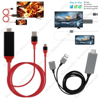 1080P HDMI Mirroring AV Cable for iPhone iPad Android Phone to TV HDTV Adapter - Image 1 of 4