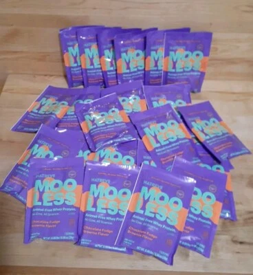 48 CT:  NATREVE MOOLESS Animal Free Whey Protein FUDGE BROWNIE BCAA NO FAT/SUGAR - Image 1 of 2