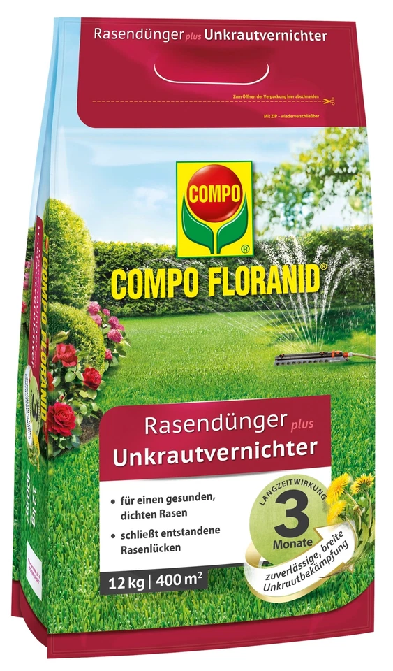COMPO FLORANID Rasendünger plus - zuverlässiger Unkrautvernichter 12kg für 400m² - Bild 1 von 1