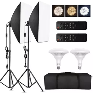 Studio Softbox Photography Lighting Kit with 150W 3000-6000K LED Bulbs Z9P5 - Picture 1 of 10