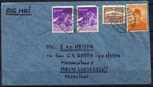 Cubierta de correo aéreo de Indonesia, 1954. Yakarta a Nw Loosdrecht. - Imagen 1 de 2
