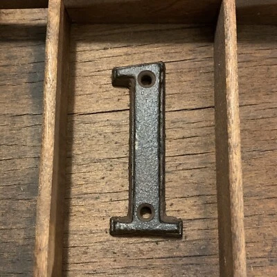 Cast Iron House Street Address Number 1 Rustic Craft Indoor Outdoor Decor 2.5” - Image 1 of 4