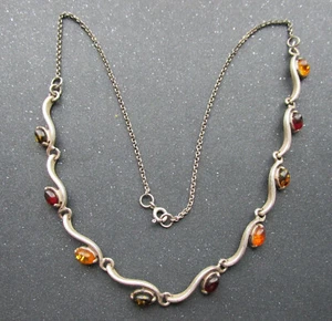 Antique Baltic Amber Silver 925 Necklace 11.1g. - Picture 1 of 5