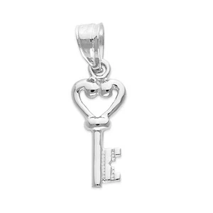 925 Sterling Silver Key with Heart Pendant - Roma Jewelry Gifts for Her - Picture 1 of 6