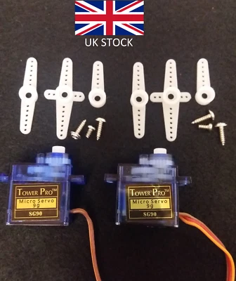 2PCS of SG90 9g micro servo motor for RC Airplane,Robotics,Car,Boat,Arduino,Rasp - Image 1 of 2