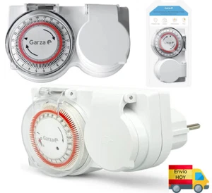TEMPORIZADOR PARA EXTERIOR GARZA IP44 PROGRAMABLE ENCHUFE ANALOGICO PROGRAMADOR - Imagen 1 de 1