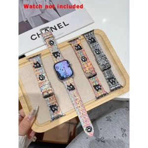 Premium Real Braided Rope Watchbands With Cat Embroidery for Apple Watch SE 40mm - Picture 1 of 11