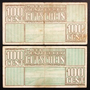 germany campager westerbork 100 cent seri BB N°3434 only 1 notes solo 1 pz 3721 - Picture 1 of 2
