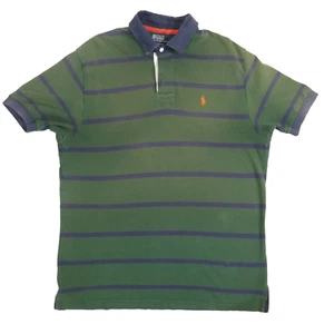 Ralph Lauren Shirt Mens XLarge Green Stripe Short Sleeve Classic Pony Rugby Polo - Picture 1 of 15