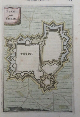Turin Italy Star Fortifications 1672 Mallet miniature city plan map - Image 1 of 2