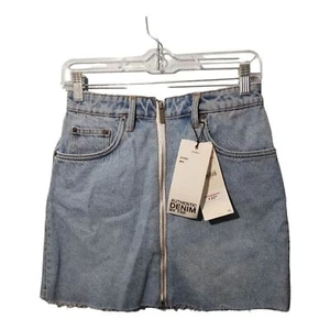 Zara Authentic Denim by TRF Zip up Light Wash Denim Mini Skirt Size S - Picture 1 of 5