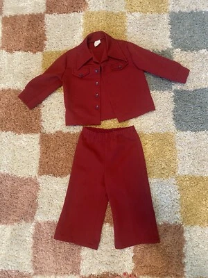Vintage JCPenney Toddler Time Penn-Prest 2 Piece Red Suit 2T 1970s - Image 1 of 4