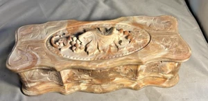 Vintage Incolay Stone jewelry Box Pink With Relief Of Grapes and Leaves - Picture 1 of 14