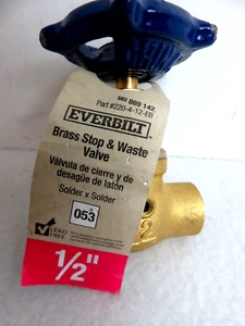 Everbilt 1/2 Zoll Messing Absperr- und Ablaufventil 220-4-12-EB - Bild 1 von 2