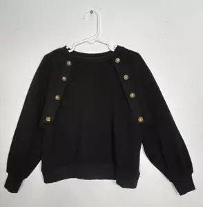 Zara Girls’ Black Button-Detail Sweatshirt Sweater – Size 7 - Picture 1 of 4