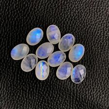 Natural White Rainbow Moonstone Oval Checker Cut Loose Gemstone 7x9mm To 8x10mm