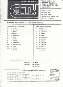 Manchester City Reserves v Leeds United Reserves 1986/7 (26 Aug) - Picture 1 of 1